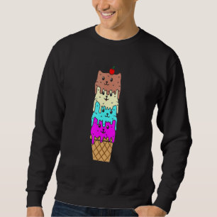 Ice Cream Cat Cone Summer Boys Girls Graphic Sweatshirt