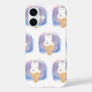 ice cream cat watercolor iPhone 16 case