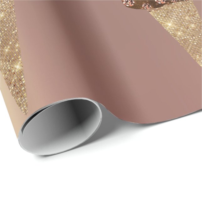 Ice Cream Chocolate Blue Metallic Rose Gold Wrapping Paper (Roll Corner)