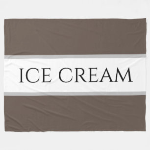 ICE CREAM Chocolate Brown Vanilla White Stripes Fleece Blanket