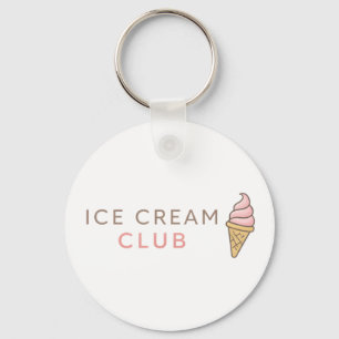 Ice Cream Club Cute Pastel Typography Keychain