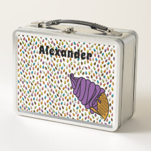 Ice Cream Colourful-Grape Custom Text Metal Lunch Box