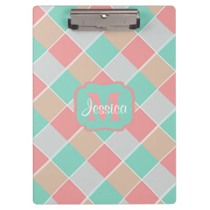 Ice-Cream Colours Checked Personalised Clipboard