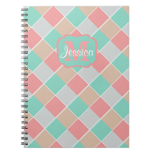 Ice-Cream Colours Checked Personalized Notebook