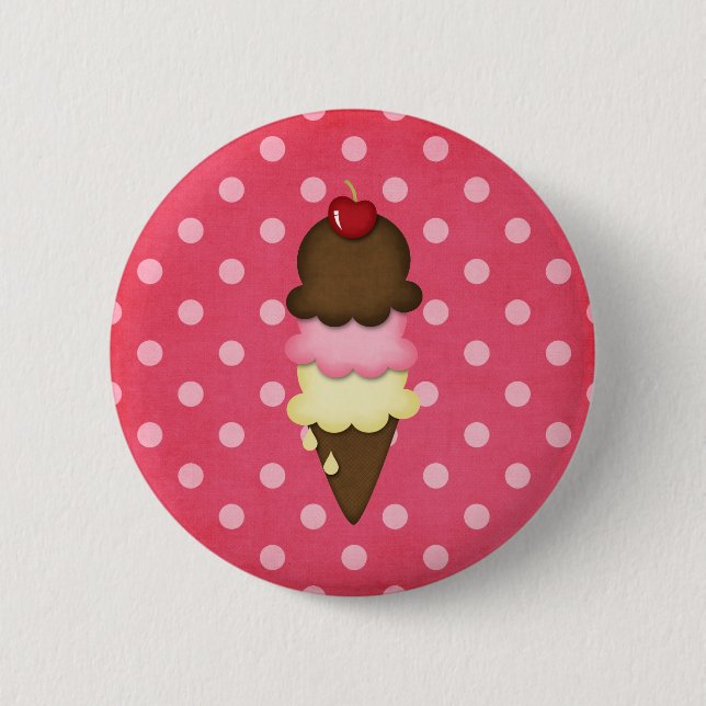 ice cream cone 2 inch round button (Front)