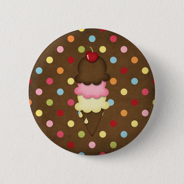 ice cream cone 2 inch round button (Front)