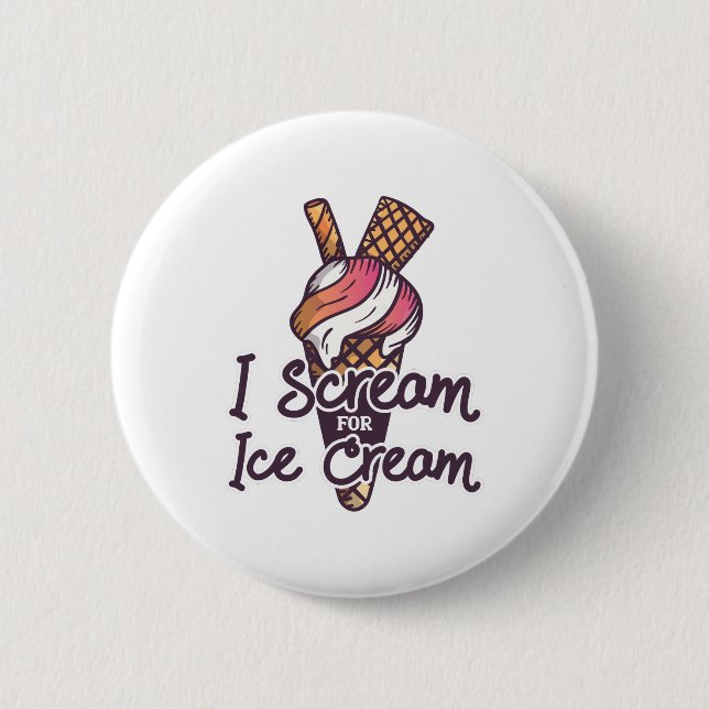 Ice Cream Cone 2 Inch Round Button (Front)