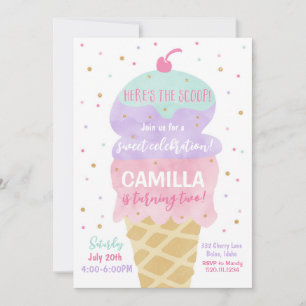 Ice Cream Cone Anniversaire Fête Invitation
