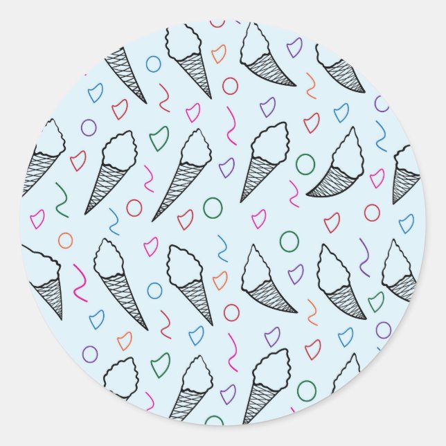 Ice cream cone art  for ice cream lover classic round sticker (Front)