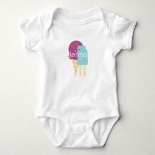 Ice-cream Cone Baby Personalized Custom Name Bodysuit