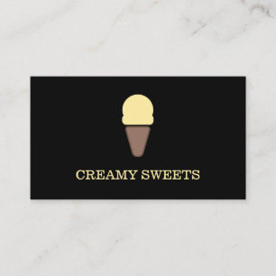 Ice Cream Cone Black Yellow Business Card