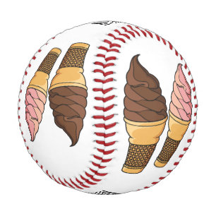 Ice cream cone cartoon illustration  baseball