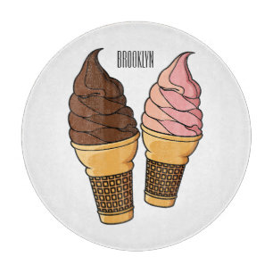Ice cream cone cartoon illustration  cutting board