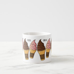 Ice cream cone cartoon illustration  espresso cup