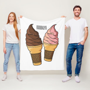 Ice cream cone cartoon illustration  fleece blanket
