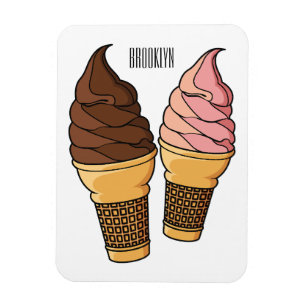 Ice cream cone cartoon illustration  magnet