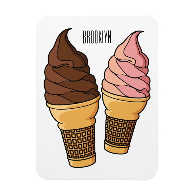 Ice cream cone cartoon illustration  magnet (Vertical)