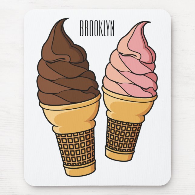Ice cream cone cartoon illustration  mouse pad (Front)