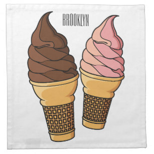 Ice cream cone cartoon illustration  napkin