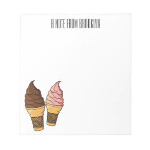 Ice cream cone cartoon illustration notepad