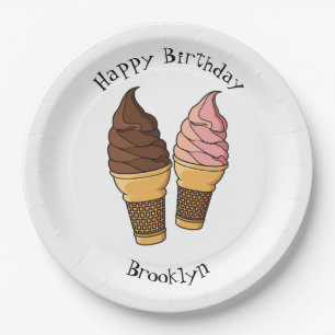 Ice cream cone cartoon illustration paper plate