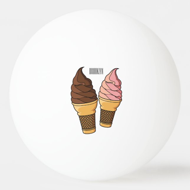 Ice cream cone cartoon illustration  ping pong ball (Front)