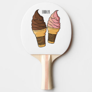 Ice cream cone cartoon illustration ping pong paddle