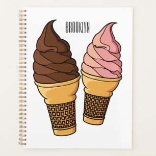 Ice cream cone cartoon illustration planner