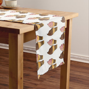 Ice cream cone cartoon illustration short table runner