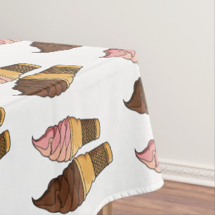 Ice cream cone cartoon illustration tablecloth