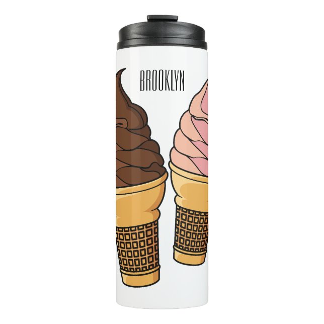 Ice cream cone cartoon illustration  thermal tumbler (Front)