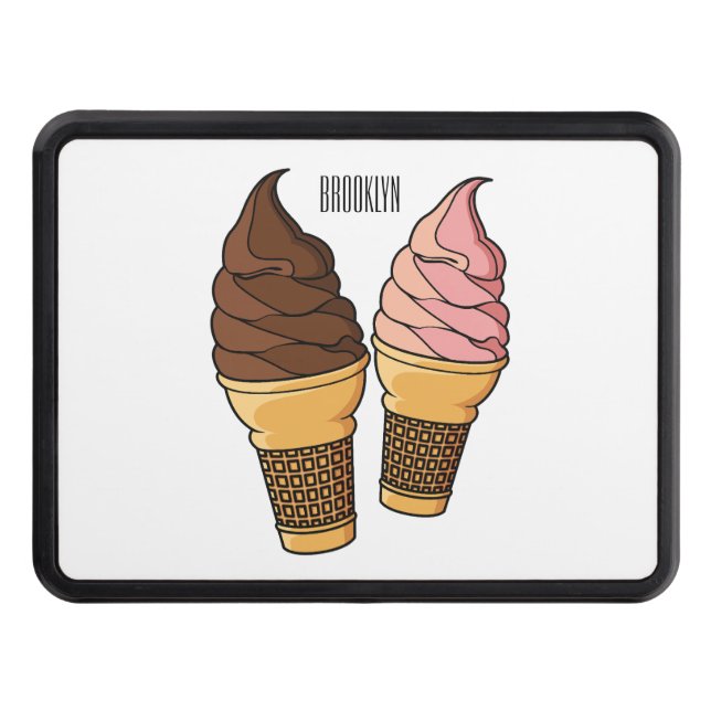 Ice cream cone cartoon illustration  trailer hitch cover (Front)
