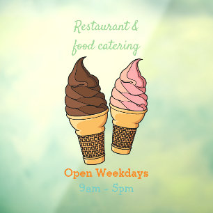 Ice cream cone cartoon illustration window cling