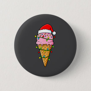 Ice Cream Cone Christmas Lights Santa Hat Food Xma 2 Inch Round Button