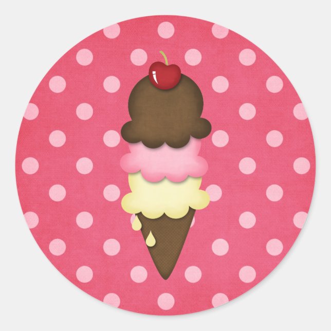 ice cream cone classic round sticker (Front)