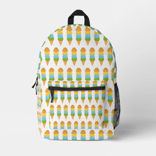 ice cream cone colorfull printed backpack (Front)