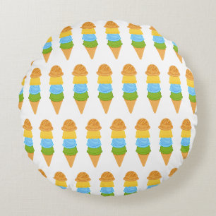ice cream cone colorfull round pillow