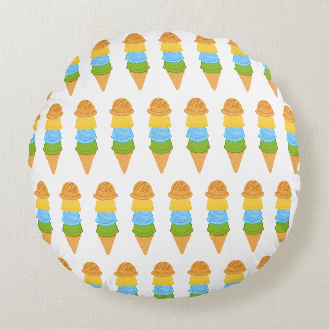 ice cream cone colorfull round pillow (Front)