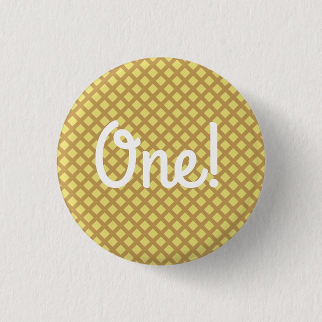 Ice Cream Cone Cute 1st Birthday Button Pin (Front)