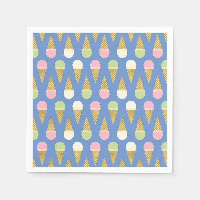 Ice Cream Cone Cute 1st Birthday Party Napkins (Front)