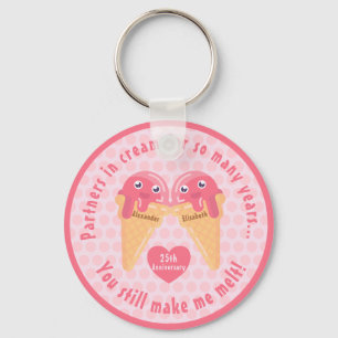 Ice-cream cone cute kawaii cartoon anniversary  keychain