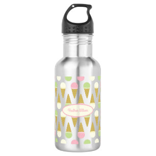 Ice Cream Cone Cute Kids Water Bottle with Name