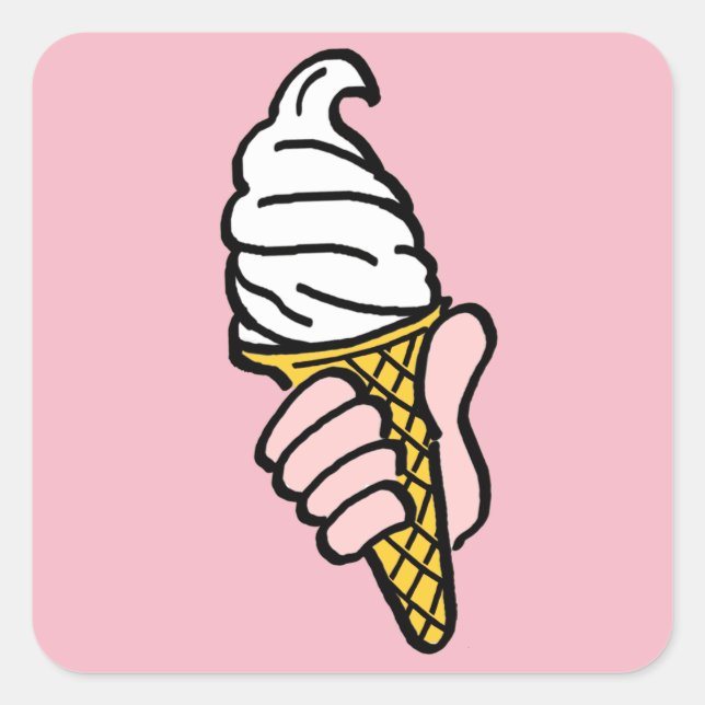 Ice Cream Cone Design Square Sticker (Front)