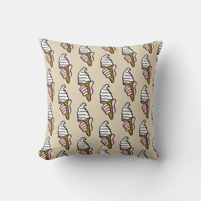Ice Cream Cone Design Throw Pillow (Front)