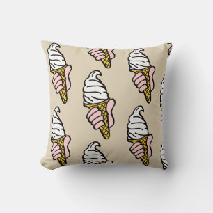 Ice Cream Cone Design Throw Pillow