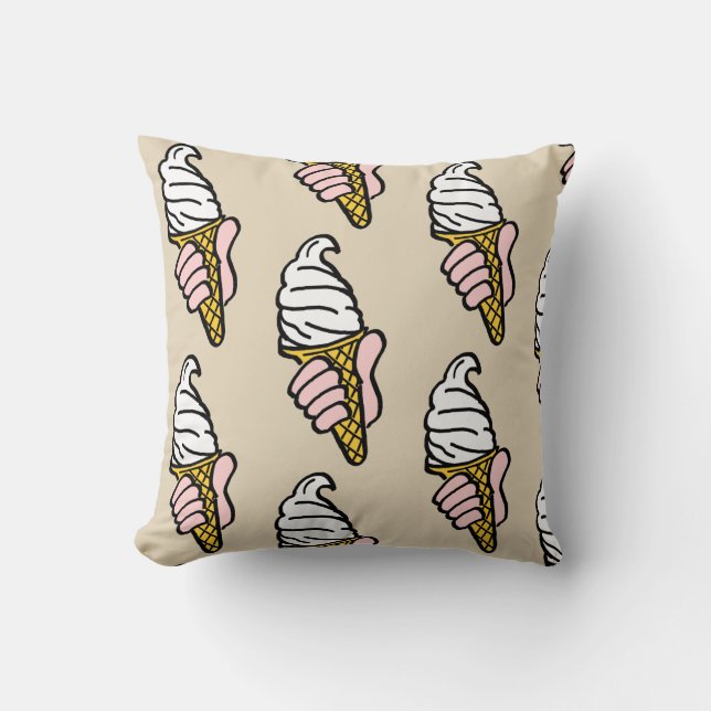 Ice Cream Cone Design Throw Pillow (Front)