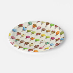 Ice Cream Cone Flavours Pattern Paper Plate
