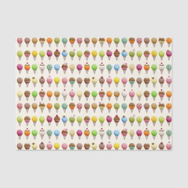 Ice Cream Cone Flavours Pattern Tissue Paper (Front)