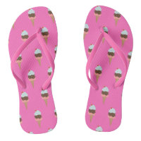 Ice cream cone fun Pink Flip Flops