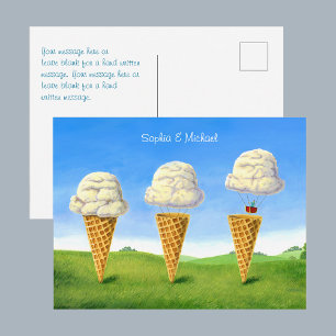 Ice Cream Cone, Hot Air Balloon Whimsical, Names Postcard